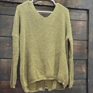 Green sweater super cute for fall!